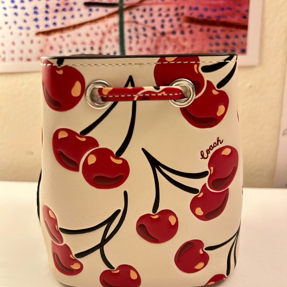Coach Cherry Print Drawstring Wristlet - Picture 2 of 3